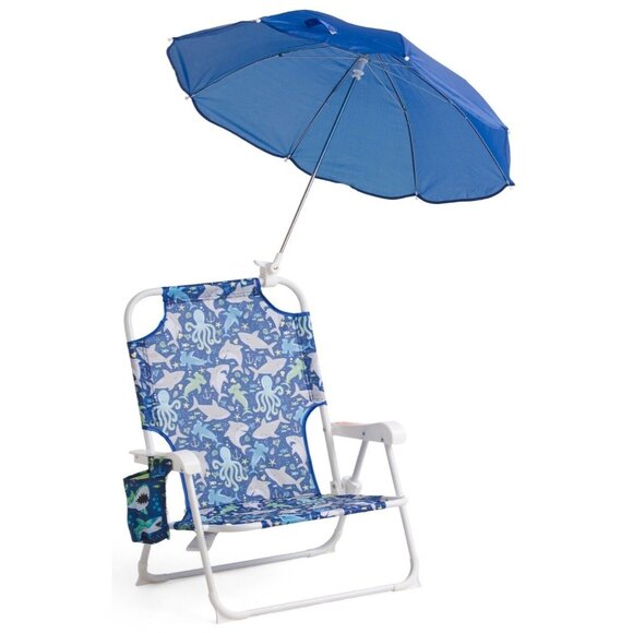 TOMMY BAHAMA Beach Chair 3-6 Years Sea Life Blue Foldable Umbrella Cup H…